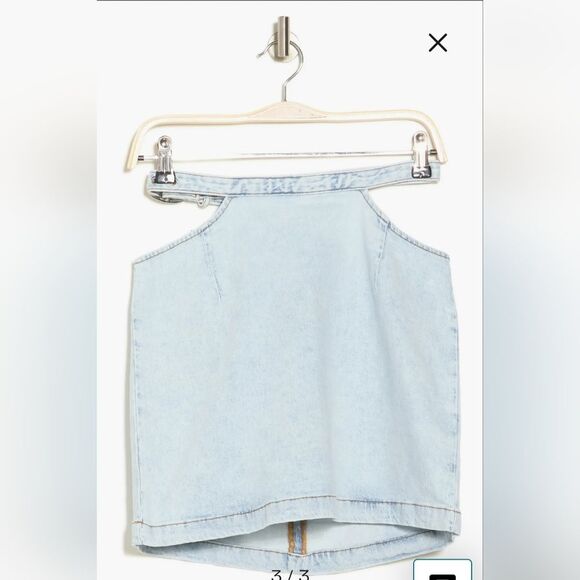 We Wore What Nordstroms Cut Out Skirt denim indigo comfort super light sz M NWT - Picture 3 of 8